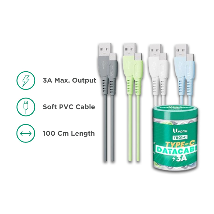 Kabel Data Type C Ufone TB01-C 3A Fast Charging