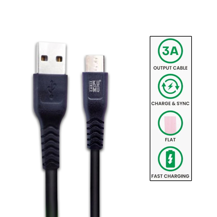 Kabel Micro USB Wellcomm Kumu 3A Fast Charging