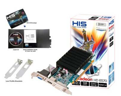 VGA HIS AMD PCIE HD 6570 1gb DDR3