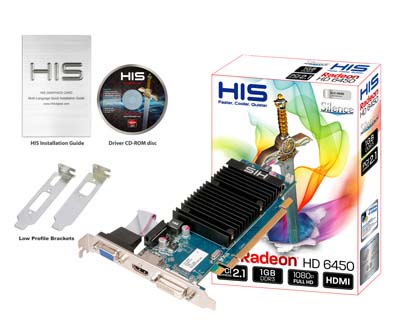 VGA HIS AMD PCIE HD 6450 1gb DDR3